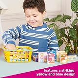 Casdon Colourful Toy Shopping Basket with Branded Food Miniatures 2+ Yellow view 4
