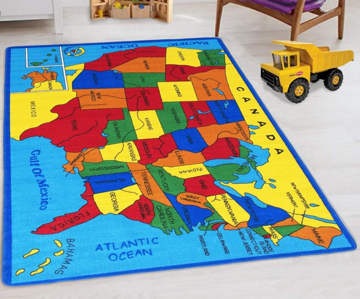 USA Map Rug (3'3"x 4'10") Kids/Boys/Girls/Children/Toddler
