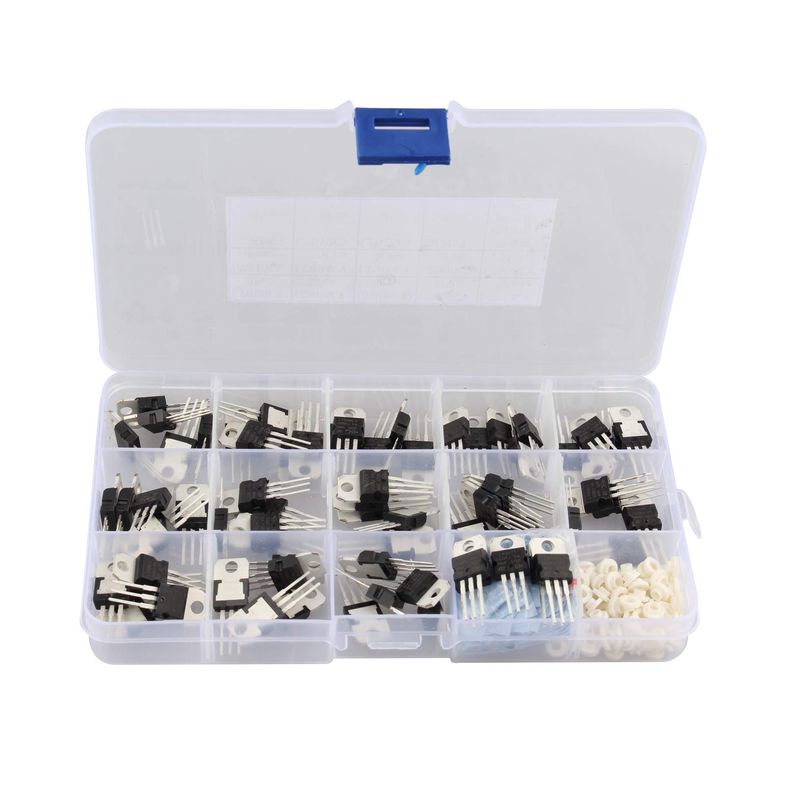 HALJIA 70PCS Voltage Regulator IC Universal Assortment Kit LM317T L7805 L7806 L7808 L7809 L7812 L7815 L7824 L7905 L7906 L7908 L7909 L7912 L7915 with 100PCS Insulating Particle and 100PCS Silicon Wafer