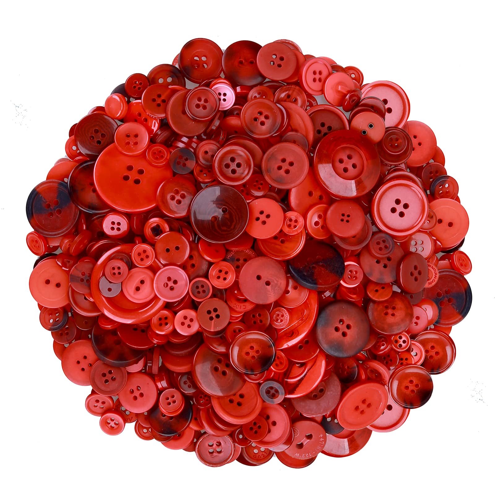 Greentime 250-300 Pcs Buttons for Crafts Assorted Size for Christmas Party Decorations Sewing DIY Crafts Decoration-Red