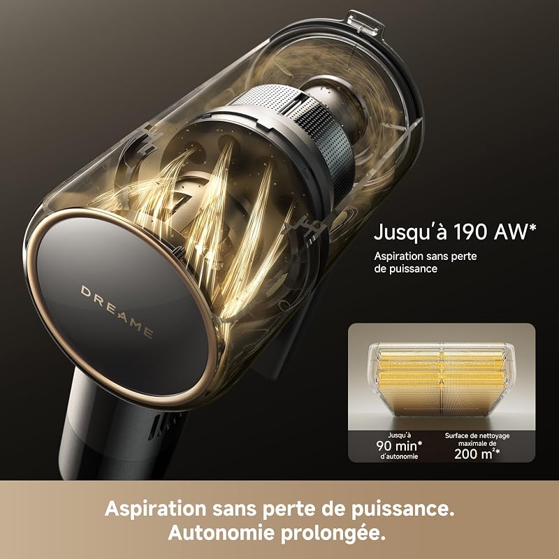 R30 Aspirateur Balai sans Fil, 22 000 PA/190AW, Brosse latérale