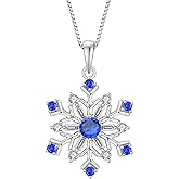 JIWOY Snowflakes Necklace 925 Sterling Silver Pendant Birthstone Jewelry for Women