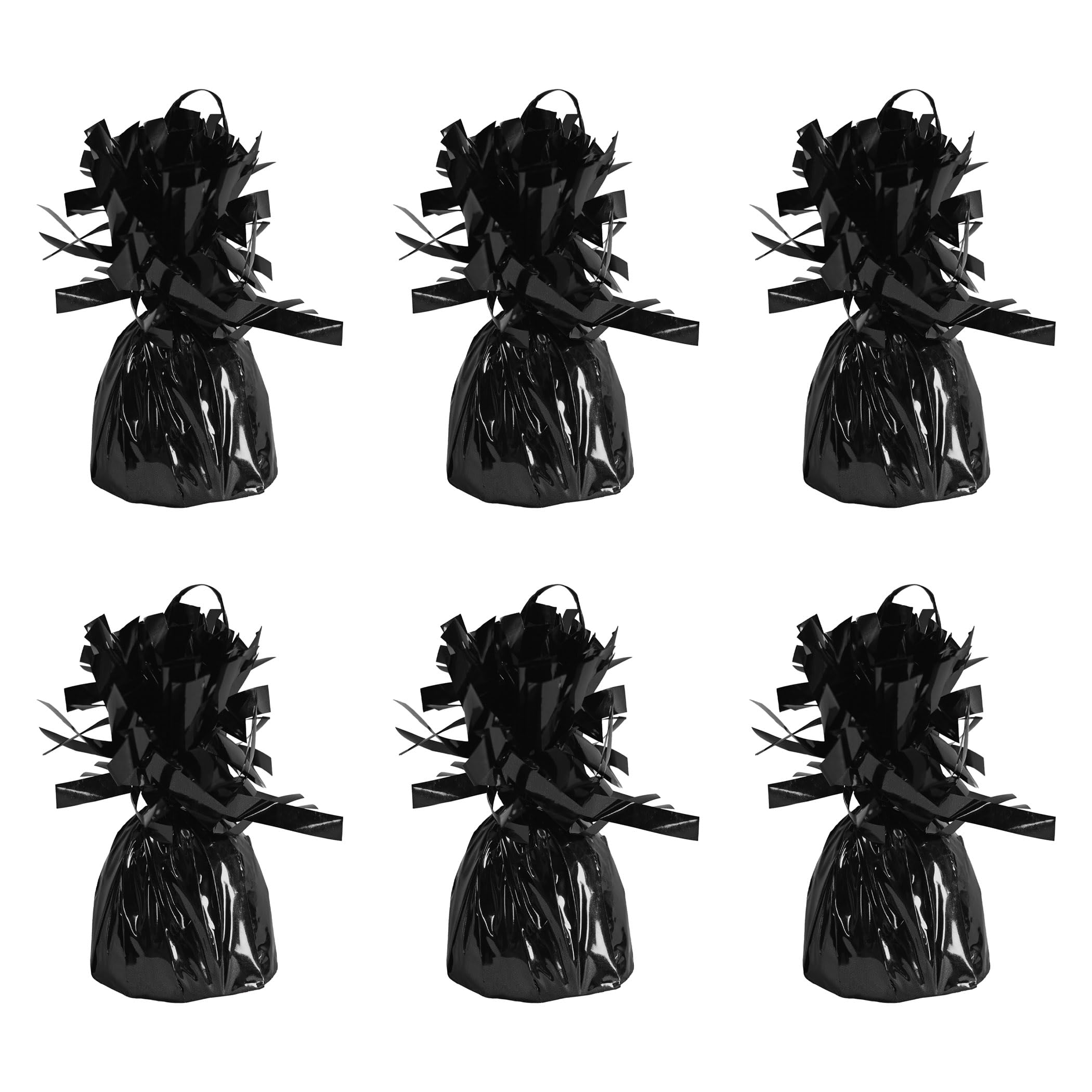 Photo 1 of Beistle Metallic Wrapped Balloon Weight – 6 Pack, Black Balloon Centerpiece and Bouquet Holders, Party Decoration Accessories for Birthdays, Weddings, Graduations, and Retirement Celebrations, 6 Oz