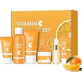 Skin Care Set, Vitamin C Facial Kit for Women, Face Skin Care Kit with Facial Cleanser, Face Serum, Face Cream, Eye Cream, Toner, Sunscreen for Hydrating Skin
