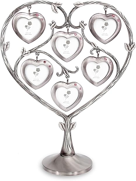 Amazon Co Jp Qtmy 金属製ファミリーツリー 吊り下げハート型写真フレーム コラージュデスクオーナメント 6個付き ホーム キッチン