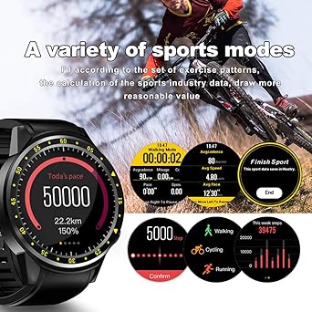 Milnnare Reloj Inteligente Bluetooth GPS Frecuencia cardíaca SIM ...