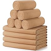 Buryeah 10 Pcs Fleece Blanket Bulk Soft Warm Fleece Blankets Cozy Lightweight Throw Blankets Plush Pet Throw Blanket for Home Bed Sofa Office Wedding Gifts Travel(50" x 60",Khaki)