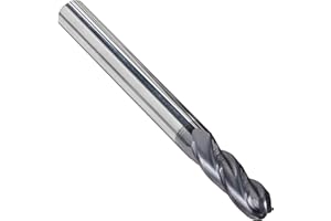 Kodiak Cutting Tools KCT133351 USA Made Ball Nose Premium Carbide End Mill, AlTiN Coated, 4 Flute, 1/4" Shank, 3/4" Length of Cut, 2-1/2" Overall Length, 1/4" Diameter