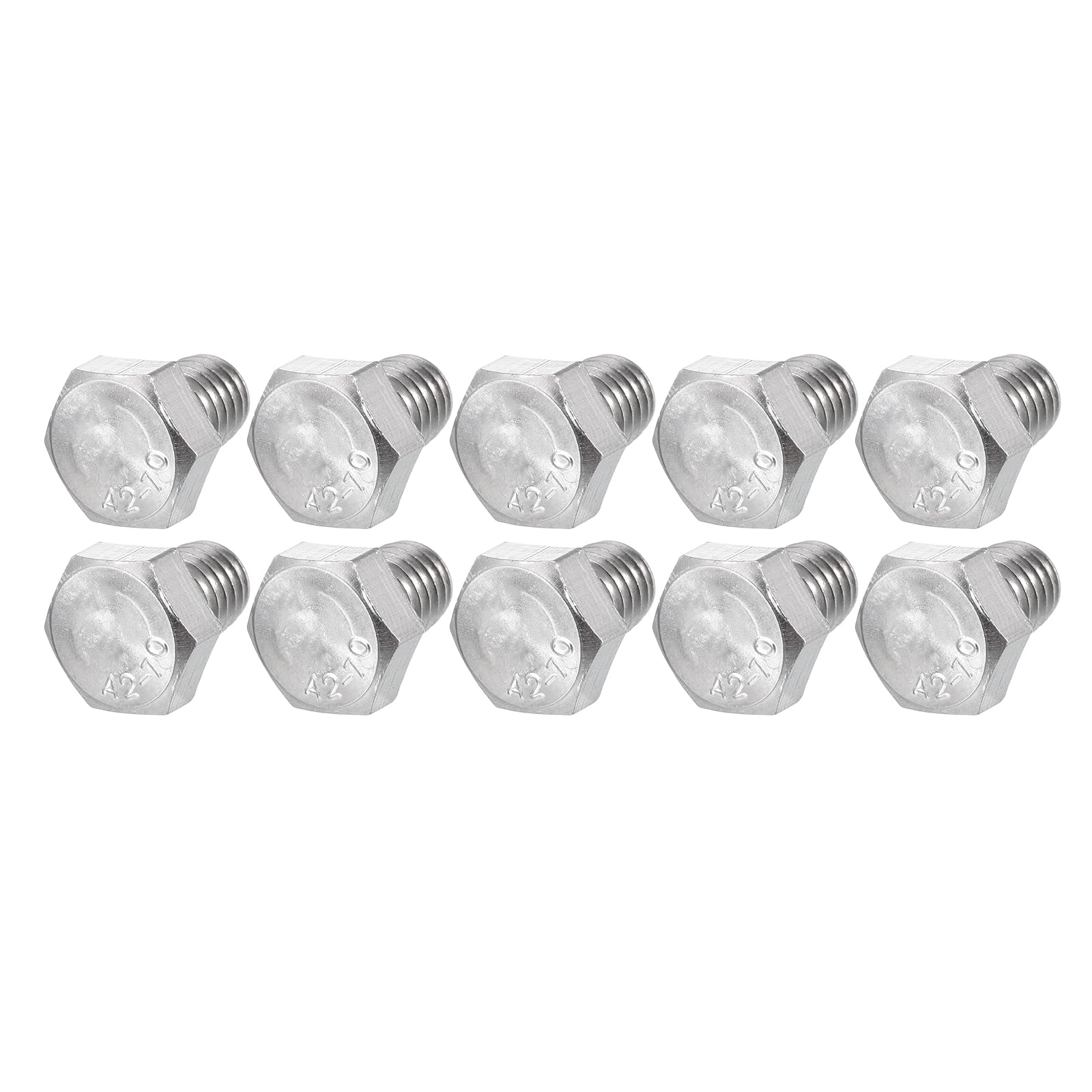 METALLIXITY Hex Bolts (M8-1.25x10mm) 10Pcs, 304 Stainless Steel Coarse Fully Threaded Hex Head Screw Bolt Machine Screws - for Furniture Repair, Silver