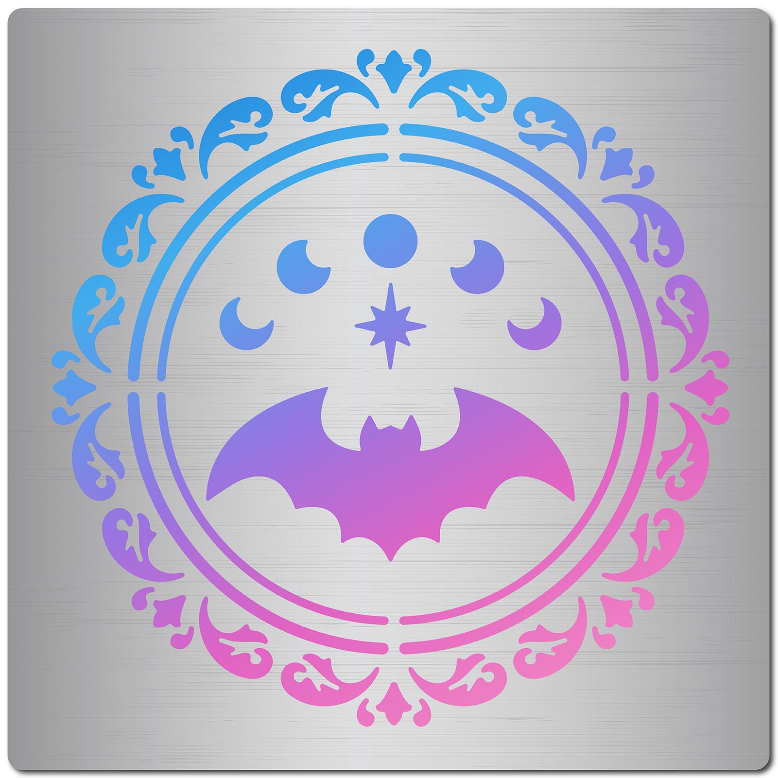GORGECRAFT Moon Phase Bat Metal Stencil Stainless Steel Drawing Template Reusable Flower Halloween Decor Stencils for Painting on Wood Burning Pyrography Engraving Scrapbooking Home Decor DIY Craft