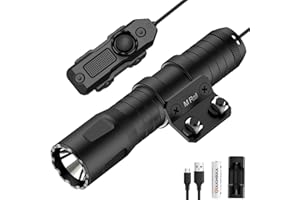 TOUGHSOUL Mlok Picatinny Tactical Flashlight 1250 Lumens, Rechargeable Flashlight with Remote Pressure Switch LED Light with Rechargeable Batteries and Charger Included (Mlok Mounted)