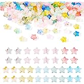 Magibeads 180Pcs Acrylic Star Pony Beads Clear Pentagram with Gold Foil Pastel Kandi Spacer Beads for Women Crafts DIY Friendship Bracelets Jewelry Making Supplies 10x9mm