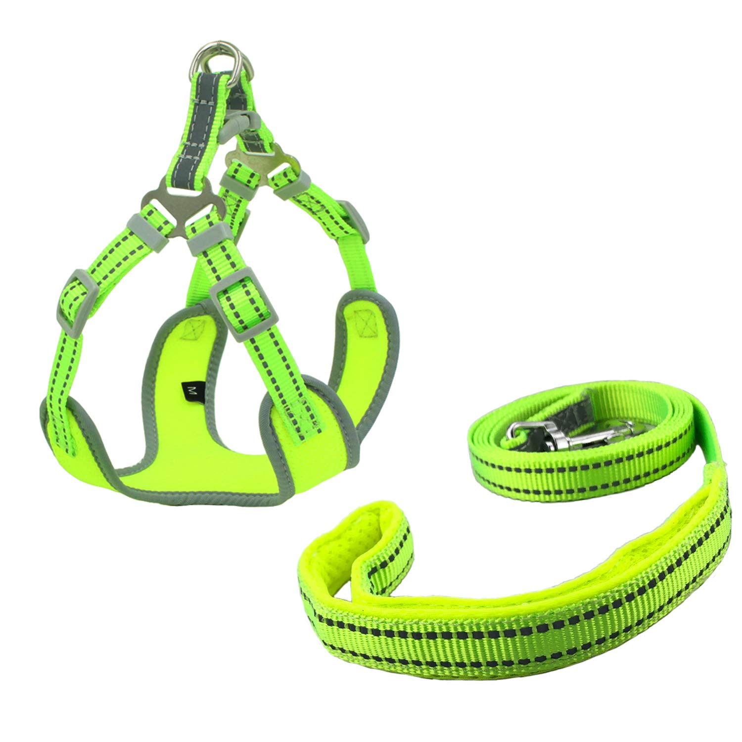 Newtensina Mesh Dog Harness Breathable Puppy Harness with Polyester Reflective Webbing - Green - L
