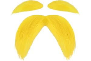 CYUNDA Mustache and Eyebrows Fake Beard for Adults, Self-Adhesive Cosplay Halloween Costume Accessories with Comb, Funny Party Favor