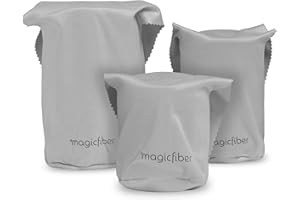 MagicFiber Microfiber Camera Lens Pouches (3 Pack) Ultra Soft Bags with Built-in Cloth for Cleaning and Storing Camera Lenses