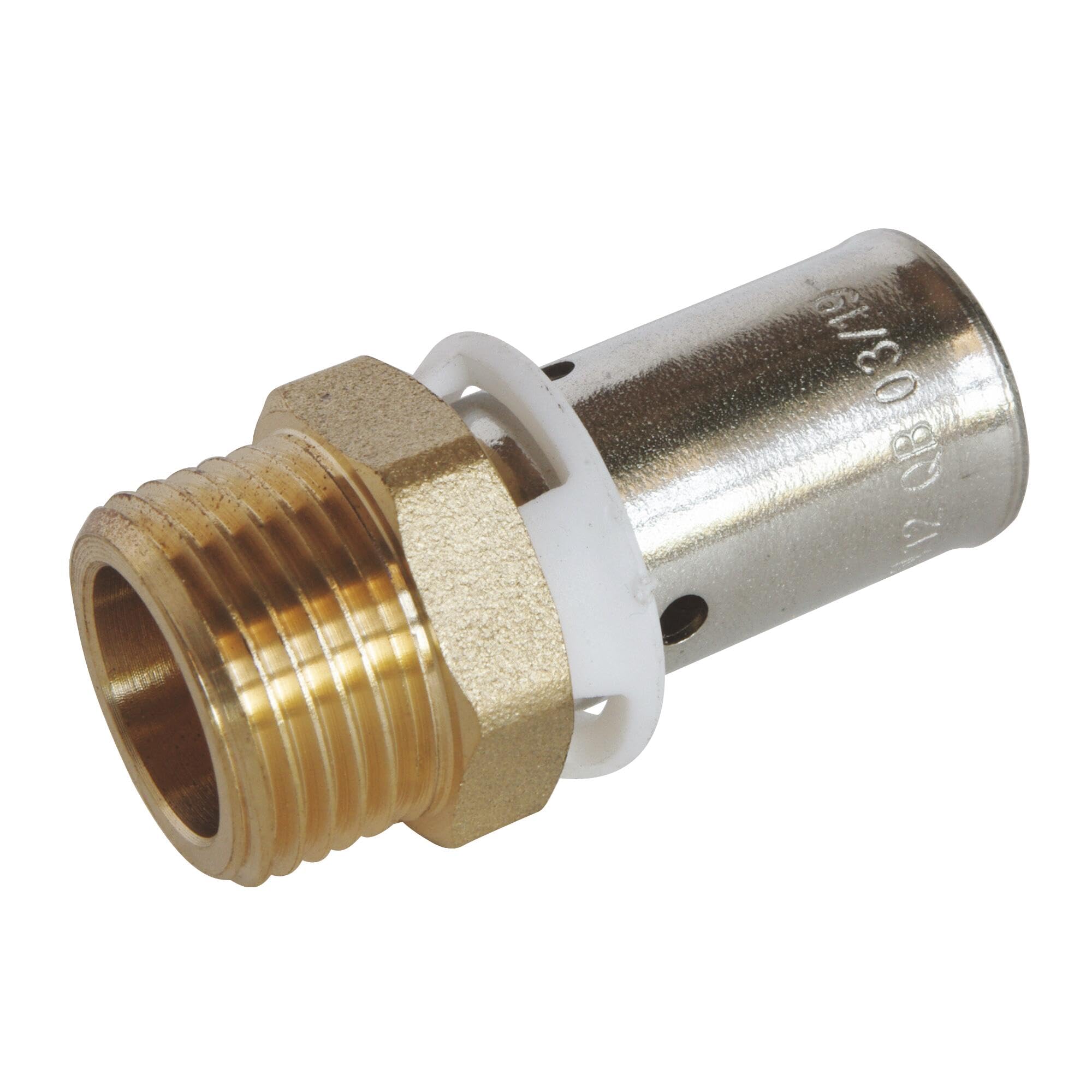SOMATHERM for You, 12/17 Male Crimp Fitting for Ø12 PER Tubes - Quick and Reliable Installation, Stainless Steel, Compatible with H, U, RF Profiles, max Pressure 10 bar, NF Certified