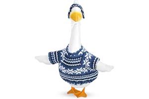 JcHrmers Sweater Porch Goose Outfits Winter Christmas Lawn Goose Clothes Fits 23" Cement Plastic Goose Statue for Winter Xmas Outdoor Garden Yard Patio Statue Art Decoration