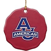 GRAPHICS & MORE American University Primary Logo Porcelain Scalloped Holiday Christmas Tree Ornament - 2.8" (7.1 cm)