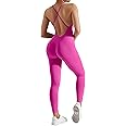 MOOSLOVER Women Strappy Backless One Piece Jumpsuits Tummy Control Padded Workout Rompers