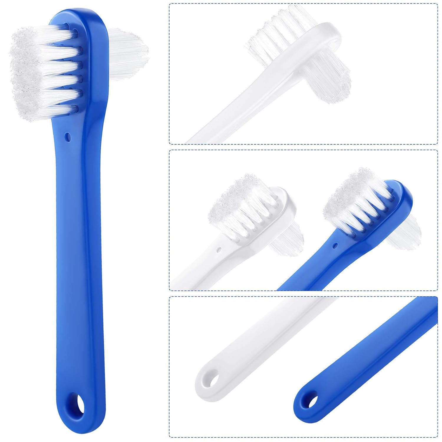 6 Pieces Denture Brush Dual Head Toothbrushes Hard Denture Cleaning Brush Denture Toothbrush Cleaning Brush False Teeth Brush Toothbrush for False Teeth Cleaning, 2 Colors : Beauty