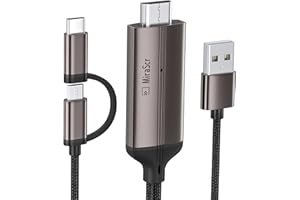 2-in-1 USB C Type C/Micro USB Android Phone to TV HDMI Cable, MHL to HDMI Adapter 1080P HD HDTV Mirroring & Charging Cable fo