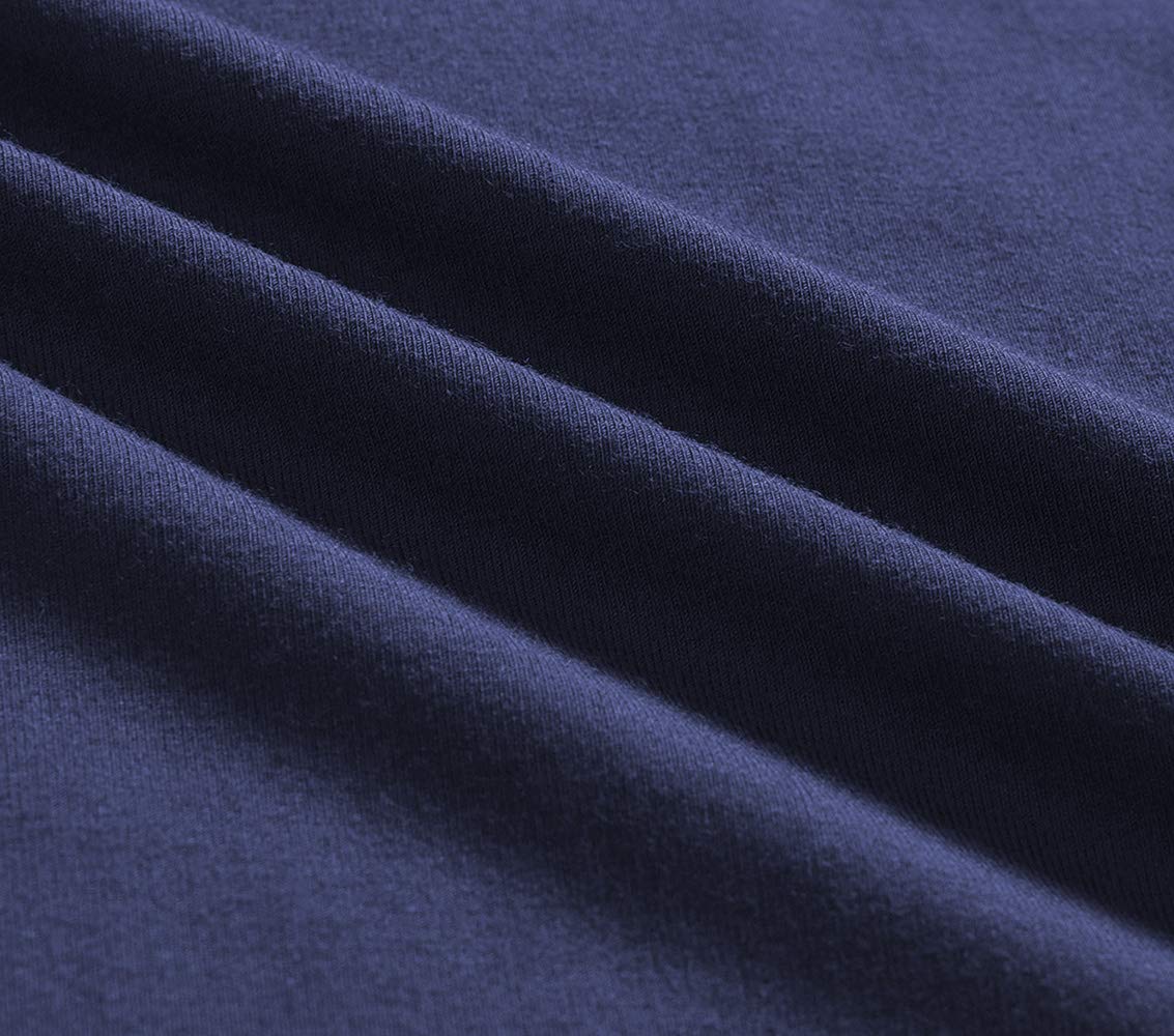 ChongErfei Women Solid Color Loose Fit Short Sleeve V Neck Lightweight Top Tee Navy Blue