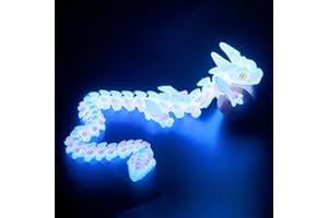 UXBSTM 12in Flexible 3D Printed Dragon with Eyes, Articulated Fidget 3D Printed Animals, Stress Relief 3D Printed Toy for Anxiety & ADHD, Unique Home Office Décor,Easter Basket Essentials