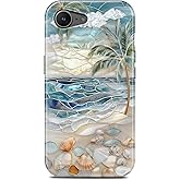 TAMUEL for iPhone 16e Case, Beach Ocean Seashell Summer Tropical Phone Case, Compatible with Magsafe, Trendy Aesthetic Magnetic Slim Silicone Shockproof Protective Women Girl Cover