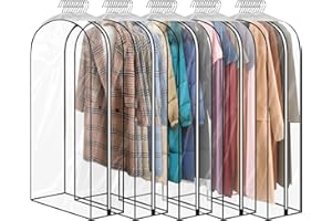 5 Pack 60" All Clear Garment Bags for Hanging Clothes Storage, 10" Gusseted Large Capacity Garment Rack Cover, Large Hanging 