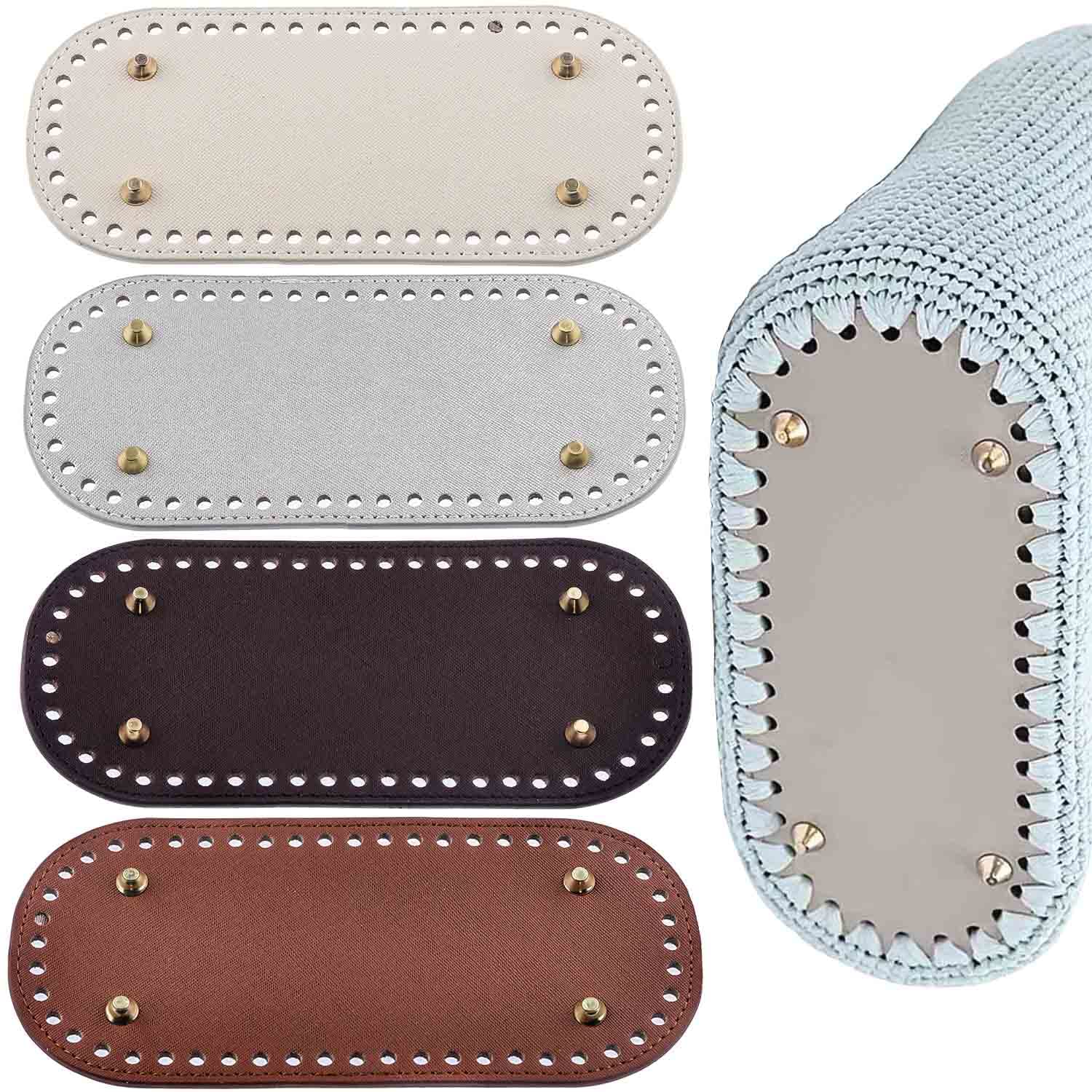 FYSL 4 Pack Bag Bases for Crochet - 22x10cm Oval Bottom Bases, Pu Leather, Hand-Woven for Bag Making & DIY Projects