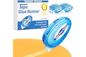 TMOL 6 Pack Double Sided Tape Roller, 8mm x 315 Inch Permanent Adhesive Scrapbook Tape Dispenser Runner, Glue Tape Roller for Scrapbooking, Crafts and Arts Projects, Photo-Safe, Smooth & Clean