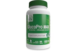 Health Thru Nutrition GlucoPro Max - with 1,500mg Berberine, Chrominex + Chromium, and 1,000mg Cinnamon | Vegan, Non-GMO, Gluten Free | Pack of 180