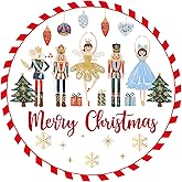 JarThenaAMCS 500Pcs Merry Christmas Sticker Nutcracker Ballet Paper Decals Xmas Ball Tree Winter Self-Adhesive Stickers for Envelopes Scrapbook Gift DIY Supplies, 1.5 in