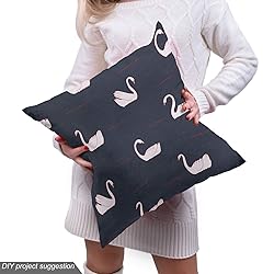 Ambesonne Swan Fabric by The Yard, Pinkish