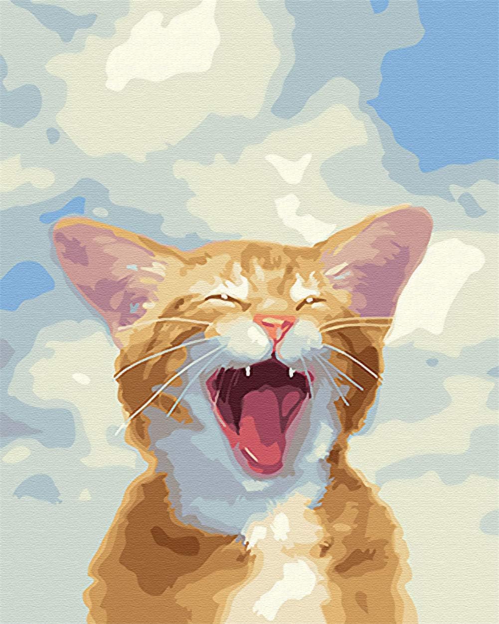 Komidea Paint by Numbers for Adults Kids Beginner, DIY Paint by Number Kits on Canvas Painting - Humorous Cat 16x20inch