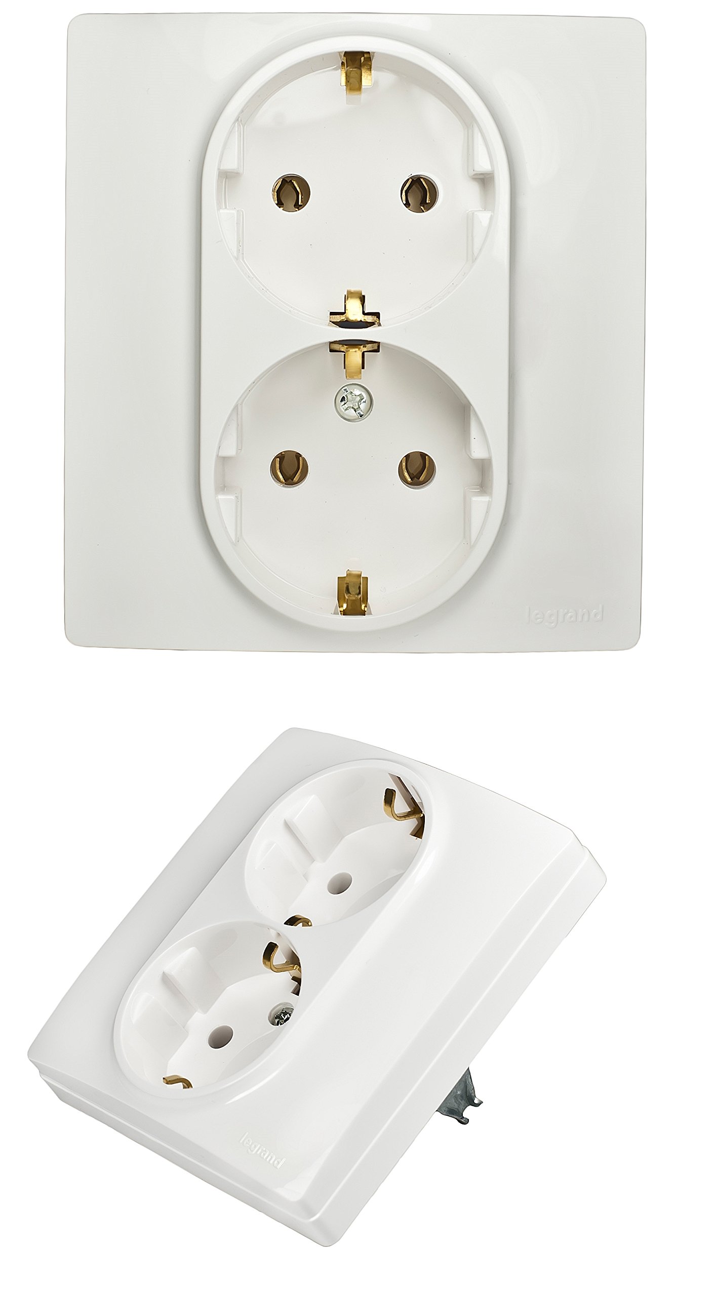 Combination Socket on a Mount with 2-part Alpine White Combination Flush-Mounted 2-part Socket White