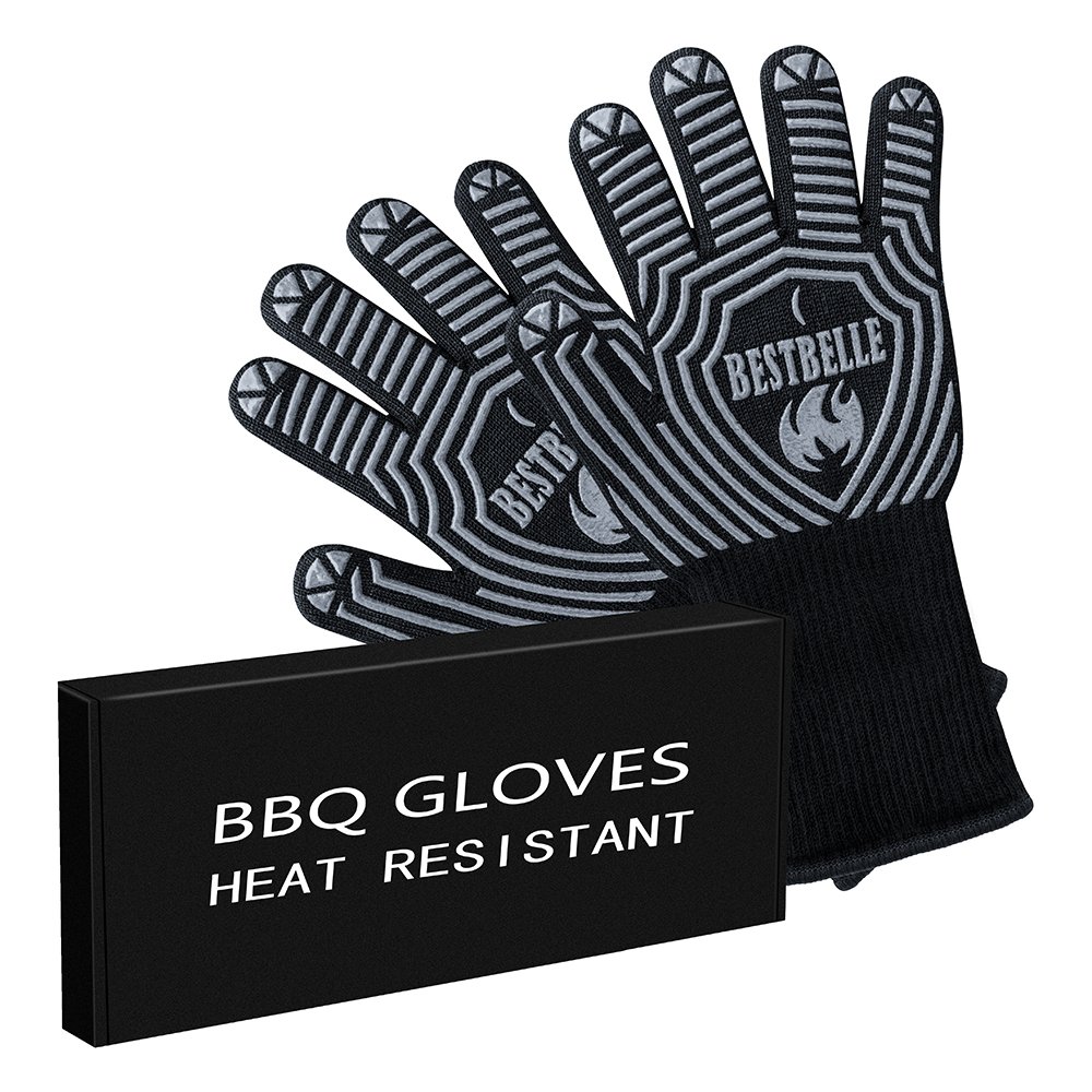 EN407 Certified-Man&Lady Sizes For Choice- BBQ Grill Gloves-932°F Extreme Heat Resistant Non-slip Kitchen Oven Mitts- Top Class Barbecue Gloves-For Cooking, Grilling, Baking(2 gloves included)