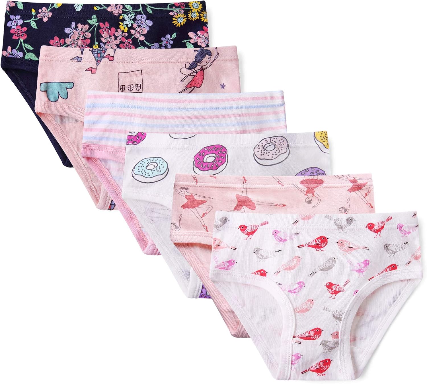 2T8T Girls Kids Series Panty Soft Cotton Briefs 6 Pack