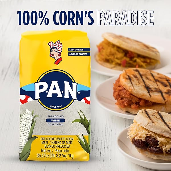 P.A.N. WHITE CORN MEAL – PRE-COOKED GLUTEN FREE AND KOSHER FLOUR FOR AREPAS (2 LB 3.27 OZ / PACK OF 1)