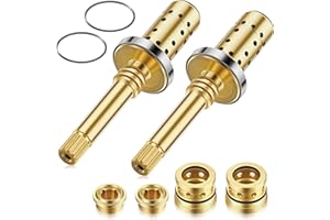 Dreyoo 2 Set Valve Rebuild Kit Replacement Compatible with Symmons Temptrol Valve, TA-10 Spindle Assembly, TA-4 Hot and Cold Seats, T-11 Washer, Fix Tub/Shower Valve Leak, Solid Brass