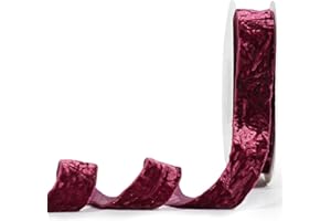 Mayreel Burgundy Crushed Velvet Ribbon 1" x 10 Yards Maroon Ribbon for Flower Bouquet Vintage Velvet Ribbon for Wedding Invitations, Crafts, Gift Wrapping, Party Favour Boxes