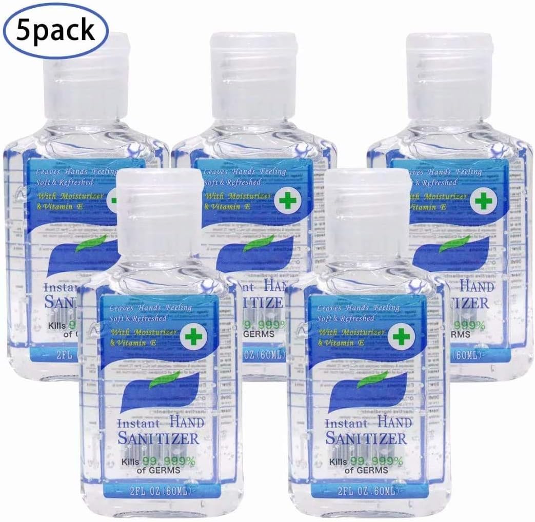 Cithy Rinse-Free Hand Sanitizers, Portable Hand Soap Gel to Instant Skin Cleansing, Non-irritating Hand Sanitizer Gel, Cleanser Gel Effective 99.99%, (Blue 5PCS 60ml)