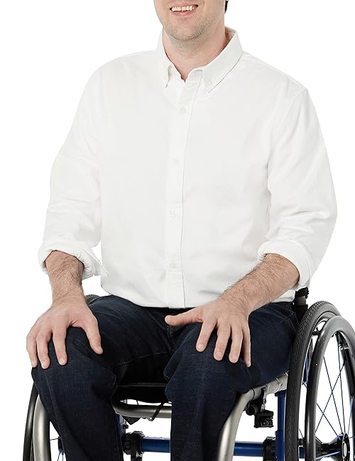 Amazon Essentials Men's Oxford Shirt, Slim-Fit Stretch, Long-Sleeve, Button Up, White, Small