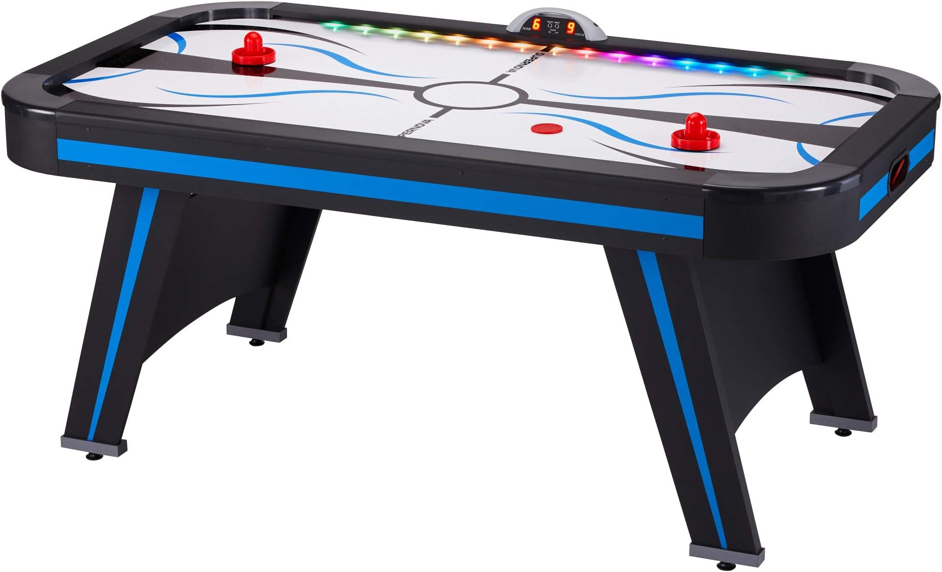Fat Cat Supernova 6’ LED Illuminated Air Hockey Table with Durable Scratch Resistant Playing Field, and Integrated Light Automatic Light System