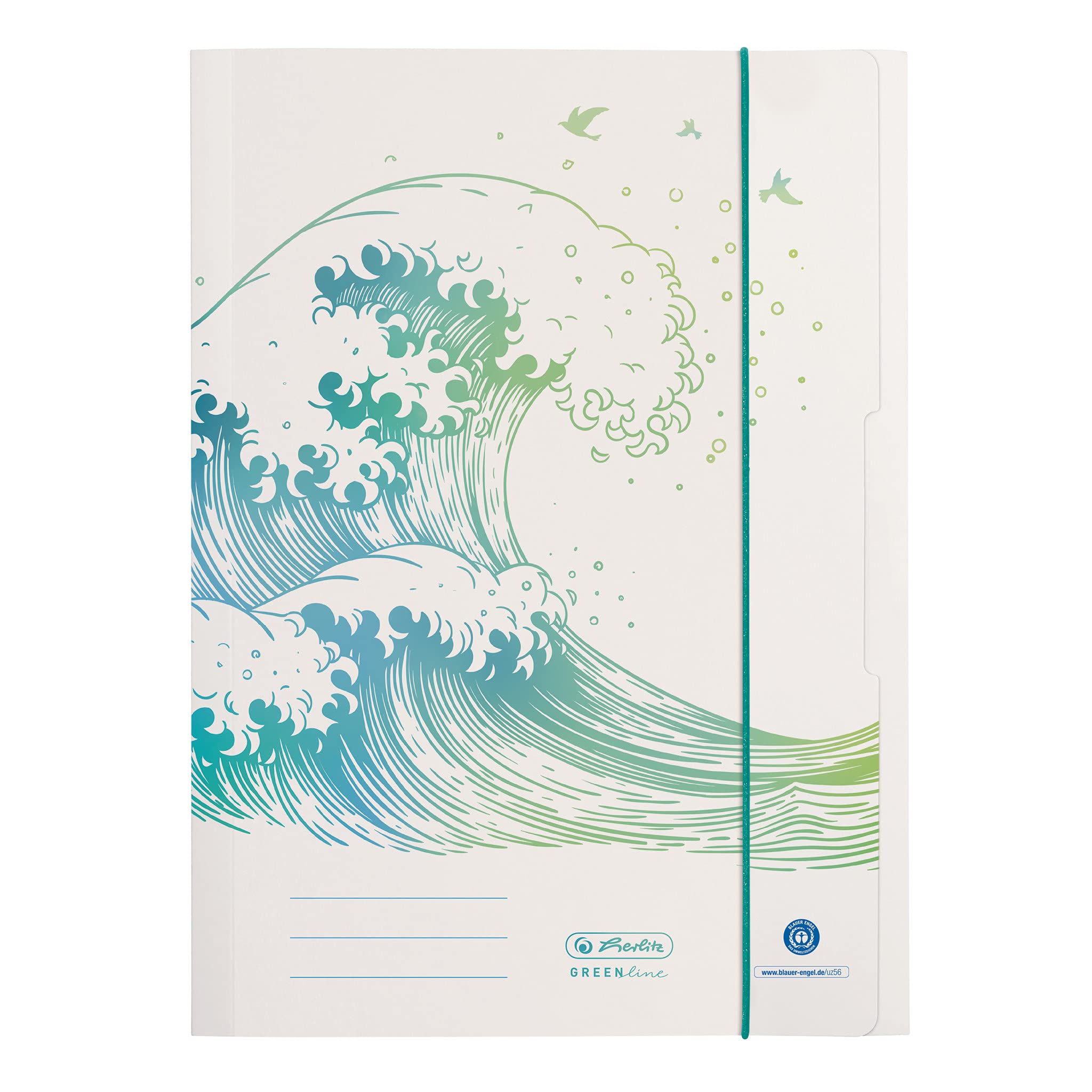Herlitz 50033928 Portfolio Folder A4, Motif: GREENline Wave, 1 Piece
