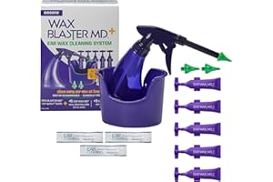 EARWAX MD eosera® WAX BLASTER MD+ Cleaning Kit - Earwax Dissolver for Adults & Kids - Fast Acting, Doctor Recommended, Clinically Proven - Complete Irrigation Kit with 3 Ear Clean MD Packets & 5-ct Single Use Ear Wax MD Vials - Works in 15 Minutes