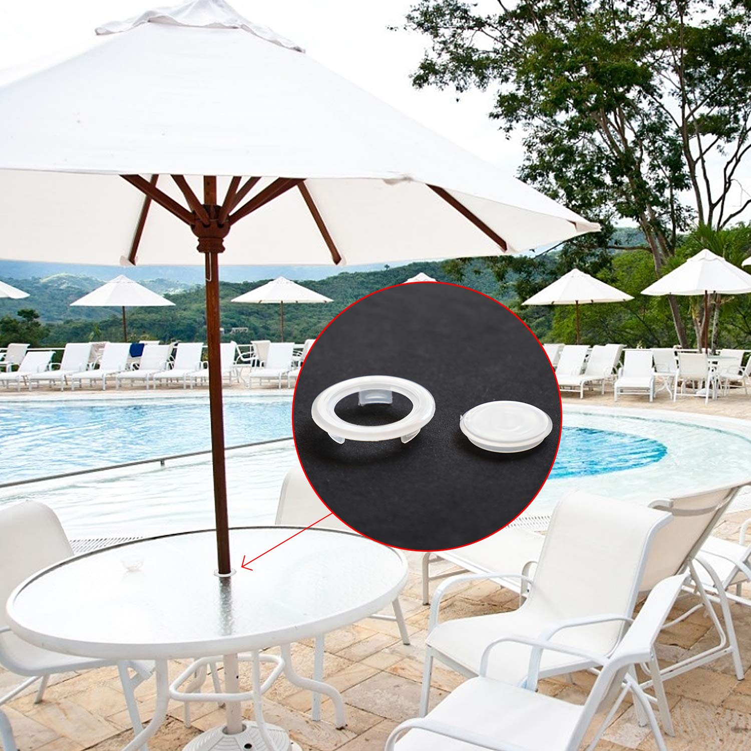 Xushop 2 Inch Patio Table Umbrella Hole Ring And Cap Set Thicker Hole Ring Plug And Cap Set For Standard Size Umbrella 2 Set Translucent Buy Online In Bahrain At Desertcart