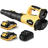 LEAPUL Leaf Blower, 21V Electric Cordless Leaf Blower, 2 X 2.0Ah Batteries and Charger Included, Lightweight Leaf Blower for Patio Cleaning, Lawn Care, Blowing Leaves and Dust, etc. LP69, Yellow