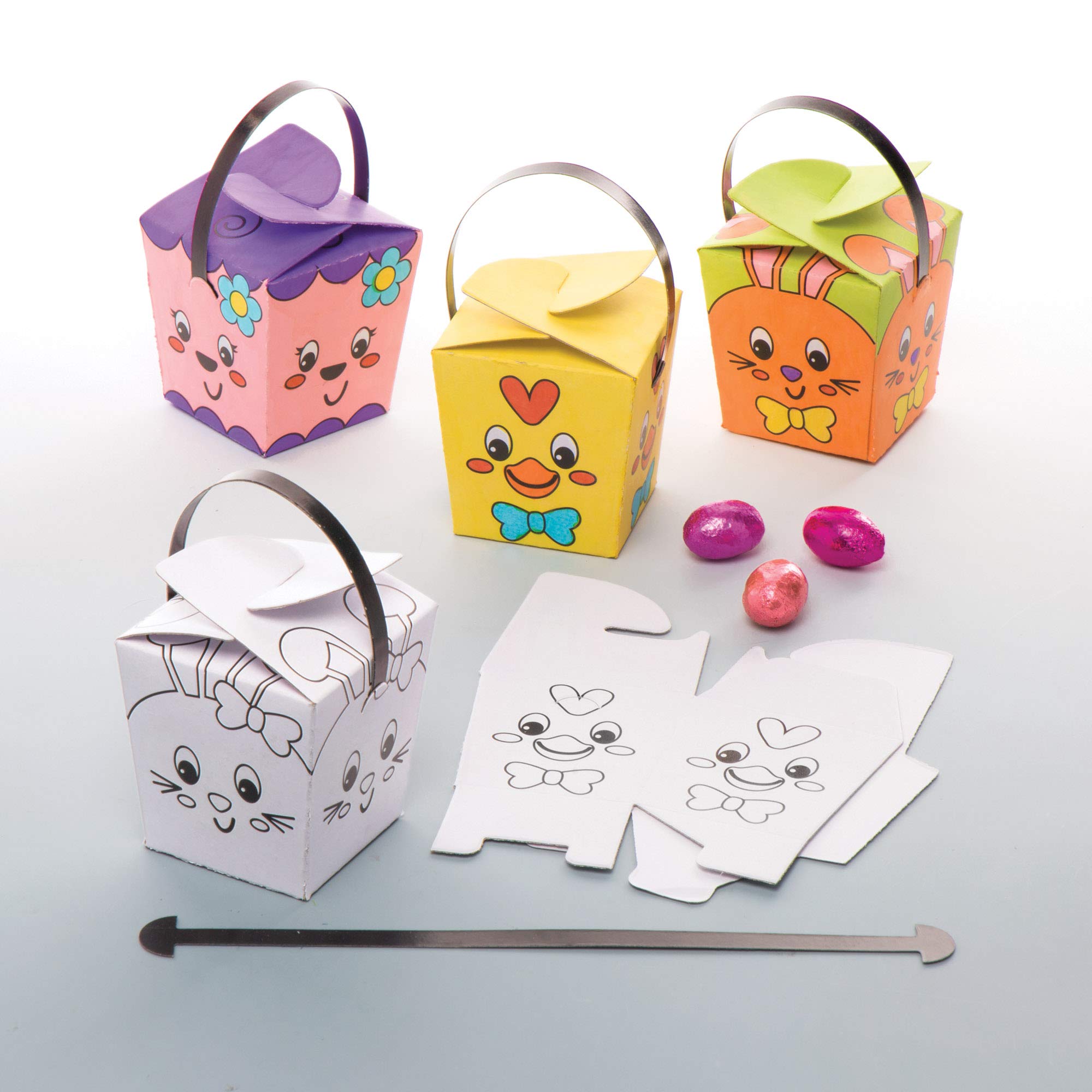 Baker Ross AW142 Easter Colour in Treat Boxes, Easter Crafts for Kids to Assemble, Decorate and Use for Easter Egg Hunting (Pack of 12) — image 1