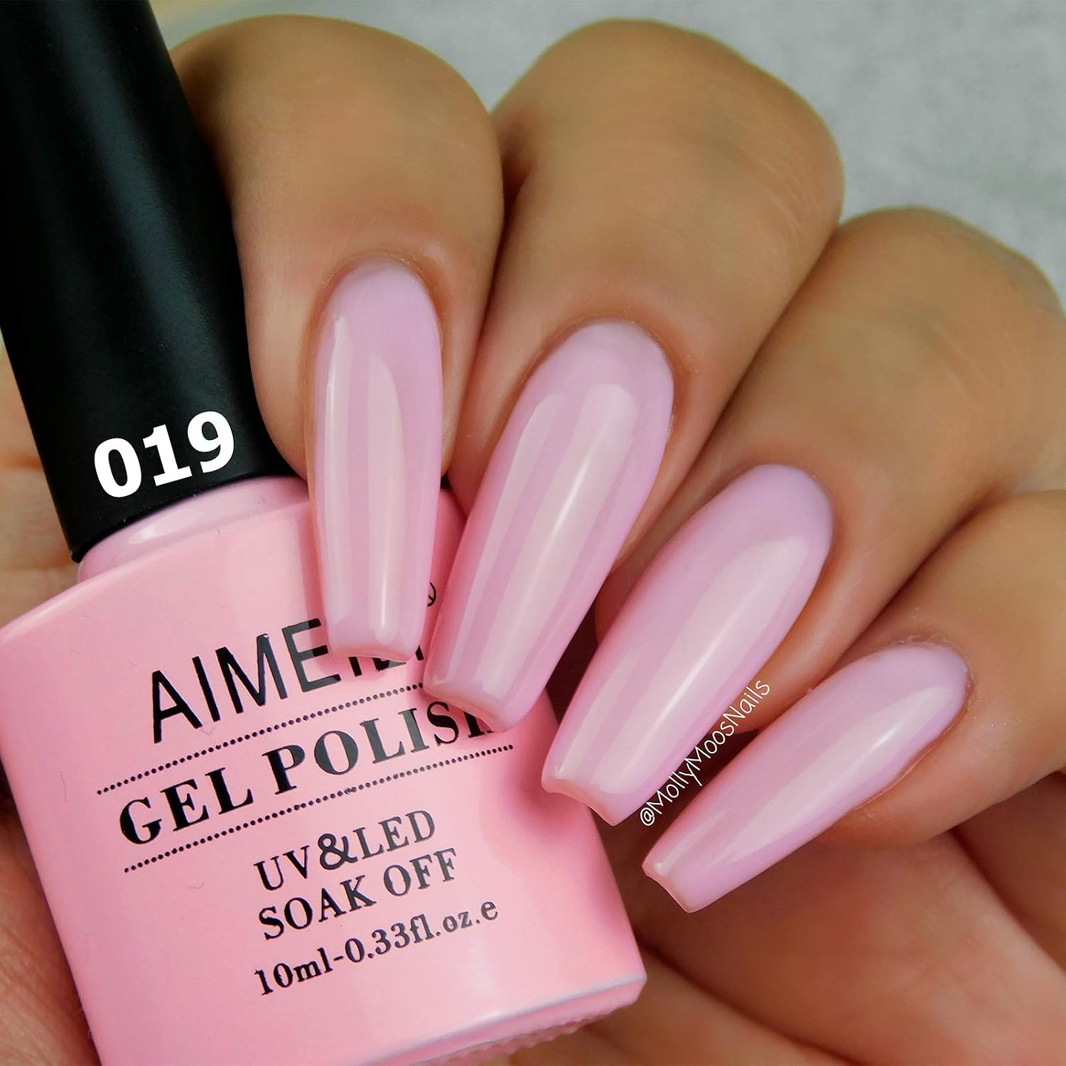 AIMEILI Pink Nail Polish Soak Off UV LED Nude Pink Gel Varnish 10 ml - Cake Pop (019), SW019, 10 ml (Pack of 1) - Image 5